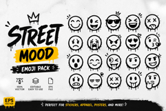 Street Mood Emoji Pack Dripping Urban Graffiti Emoticon EPS Product Image 1