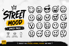 Street Mood Emoji Dripping Urban Graffiti Emoticon EPS Product Image 1