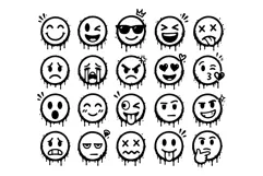 Street Mood Emoji Dripping Urban Graffiti Emoticon EPS Product Image 2