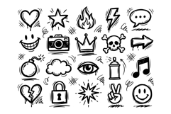 Street Sketch Graffiti Icons Vector Symbol Set Product Image 2