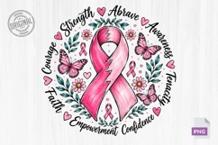 Strength Courage Breast Cancer Ribbon PNG Product Image 2