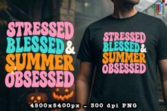 Stressed Blessed Summer Obsessed Retro Design PNG File