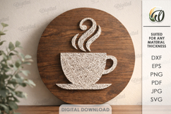 String Art Decor Laser Cut. Round Sign. Coffee Cup SVG Product Image 1