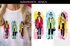 Watercolor Girl | Besties T Shirt Sublimation|Fashion Tshirt Product Image 1