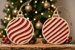 Striped Christmas Bauble SVG Laser Cut File For Crafters Product Image 1