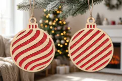 Striped Christmas Bauble SVG Laser Cut File For Crafters Product Image 2