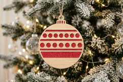 Striped Christmas Bauble SVG Laser Cut Wood Decoration Product Image 1