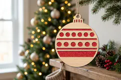 Striped Christmas Bauble SVG Laser Cut Wood Decoration Product Image 2