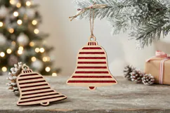 Striped Christmas Bell Ornament SVG Laser Cut File Product Image 2
