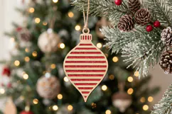 Striped Christmas Ornament SVG Laser Cut, Holiday Decor File Product Image 2