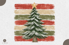Striped Christmas Tree PNG,Vintage Christmas Sublimation Product Image 1