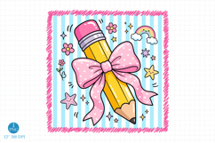 Striped Coquette Pencil PNG, Teach Love Inspire PNG Product Image 1