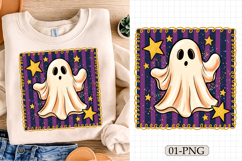 Striped Ghost Png, Halloween Girly Shirt Design Product Image 1