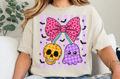 Striped Halloween Ghost &amp; Skull with Cherry Bow Png Product Image 3