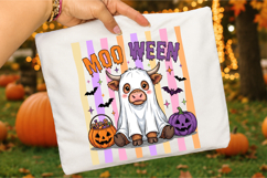 Striped Halloween Highland Cow Png, Spooky Season Png Product Image 3