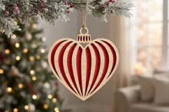 Striped Heart Christmas Ornament SVG Cut File Product Image 2