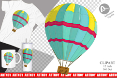 Striped Hot Air Balloon Clipart Product Image 1