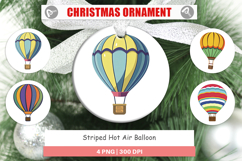 Ornament Striped Hot Air Balloon Product Image 1