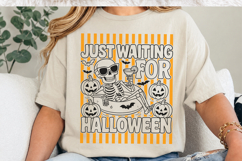 Striped Just Waiting For Halloween PNG,Funny Skeleton PNG Product Image 3