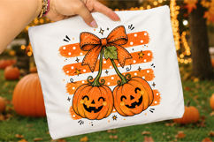 Striped Pumpkin Cherries Png,Vintage Halloween Pumpkin Png Product Image 3
