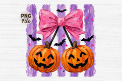 Striped Pumpkin Cherry PNG Sublimation, Coquette Halloween Product Image 1