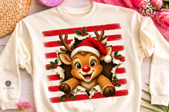 Striped Reindeer PNG, Christmas Deer Holiday Shirt Design Product Image 1