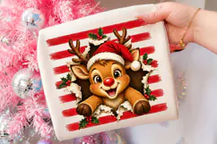 Striped Reindeer PNG, Christmas Deer Holiday Shirt Design Product Image 2