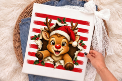 Striped Reindeer PNG, Christmas Deer Holiday Shirt Design Product Image 3