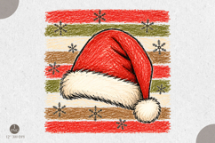 Striped Santa Hat PNG,Vintage Christmas Sublimation Product Image 1