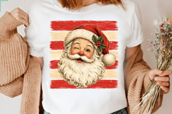 Striped Santa PNG,Christmas shirt sublimation design Product Image 2