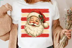 Striped Santa PNG,Christmas shirt sublimation design Product Image 2