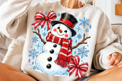 Preppy Christmas Snowman PNG | Striped Coquette Bow Png Product Image 3