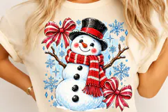 Preppy Christmas Snowman PNG | Striped Coquette Bow Png Product Image 4