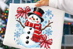 Preppy Christmas Snowman PNG | Striped Coquette Bow Png Product Image 5