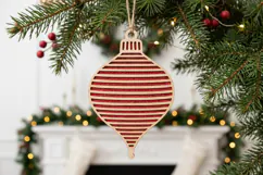 Striped Wood Christmas Ornament SVG Stripes Laser Cut Product Image 2