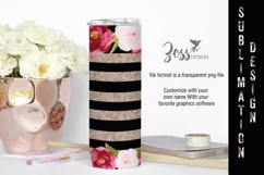 Rose gold roses skinny tumbler sublimation design Product Image 1