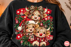 Stripes Christmas Highland Cow PNG Product Image 1