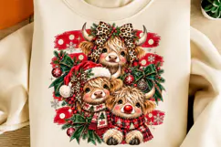 Stripes Christmas Highland Cow PNG Product Image 2