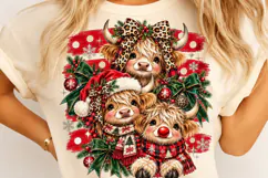 Stripes Christmas Highland Cow PNG Product Image 4