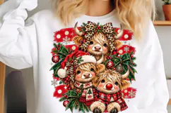 Stripes Christmas Highland Cow PNG Product Image 5