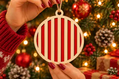 Stripes Christmas Ornament SVG Laser Cut Design File Product Image 2