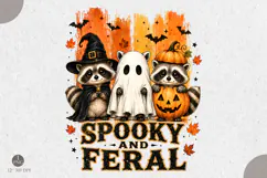 Stripes Spooky And Feral Raccoon Png, Halloween Raccoon Png Product Image 1