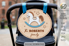 3D Baby Stroller Sign Laser Cut. Stroller Tag SVG Product Image 1