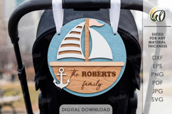 3D Baby Stroller Sign Laser Cut. Stroller Tag SVG Product Image 1