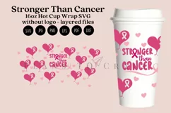 Stronger Than Cancer starbucks 16oz hot cup tumbler wrap svg presized template for tumbler grande suitable for cricut and silhouette