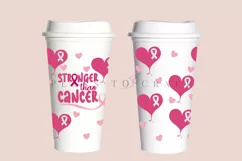 Stronger Than Cancer starbucks 16oz hot cup tumbler wrap svg presized template for tumbler grande suitable for cricut and silhouette