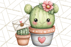 Cute Cactus Valentine Clipart, Love Plant PNG, Heart Cactus Product Image 2