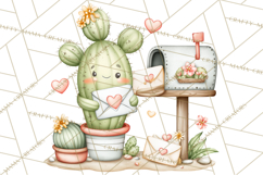 Cute Cactus Valentine Clipart, Love Plant PNG, Heart Cactus Product Image 4