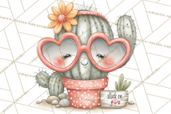 Cute Cactus Valentine Clipart, Love Plant PNG, Heart Cactus Product Image 3