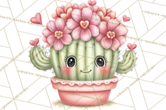 Cute Cactus Valentine Clipart, Love Plant PNG, Heart Cactus Product Image 3